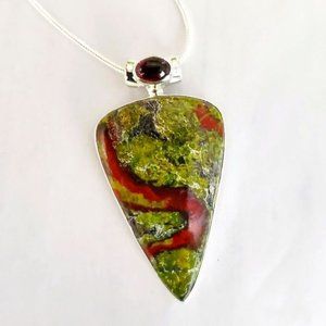 Exotic Dragon Blood Stone & Garnet Pendent